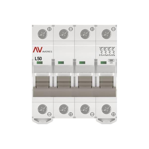 Выключатель автоматический модульный 4п L 50А 10кА AV-10 DC AVERES EKF mcb10-DC-4-50L-av