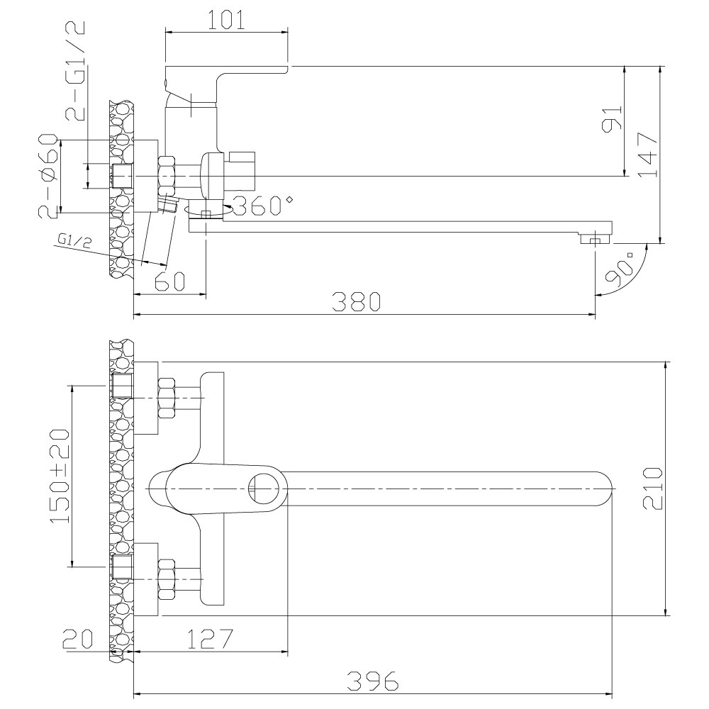 Смеситель для ванны Rossinka RS33 (RS33-32)