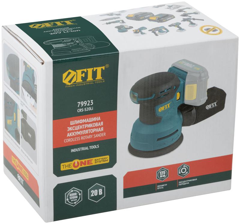 Машина шлифовальная эксцентриковая аккумуляторная 20В 6000-12000об/мин; 125мм; липучка FIT 79923
