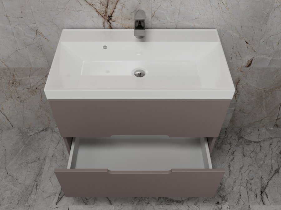 Тумба подвесная "Матис 80", Classic 80, (2 ящика), тауп темный, ЭМАЛЬ