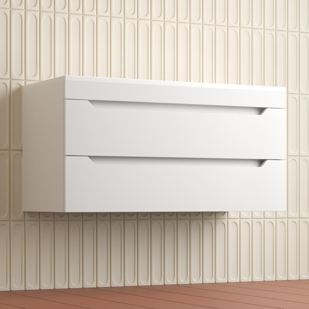 Тумба подвесная "Остин" под раковину Фортуна 100 2 ящ белый эмаль PLUS