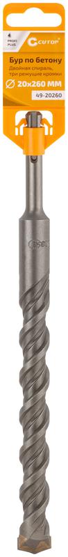Бур по бетону Profi Plus двойн. спираль три пылеотводящие кромки 20х260мм Cutop 49-20260