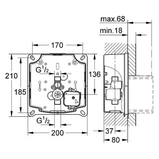 Короб для механического смыва или установки Tectron Grohe Rapido U 37338000