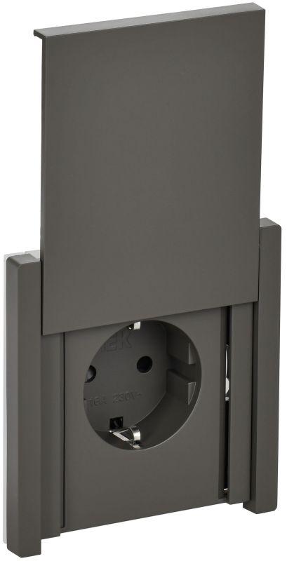 Розетка СП FORTE&PIANO 16А IP44 FP321 с заземл. защ. шторки с крышкой винт. крепл. сер. IEK FP-R16-16-44-K03