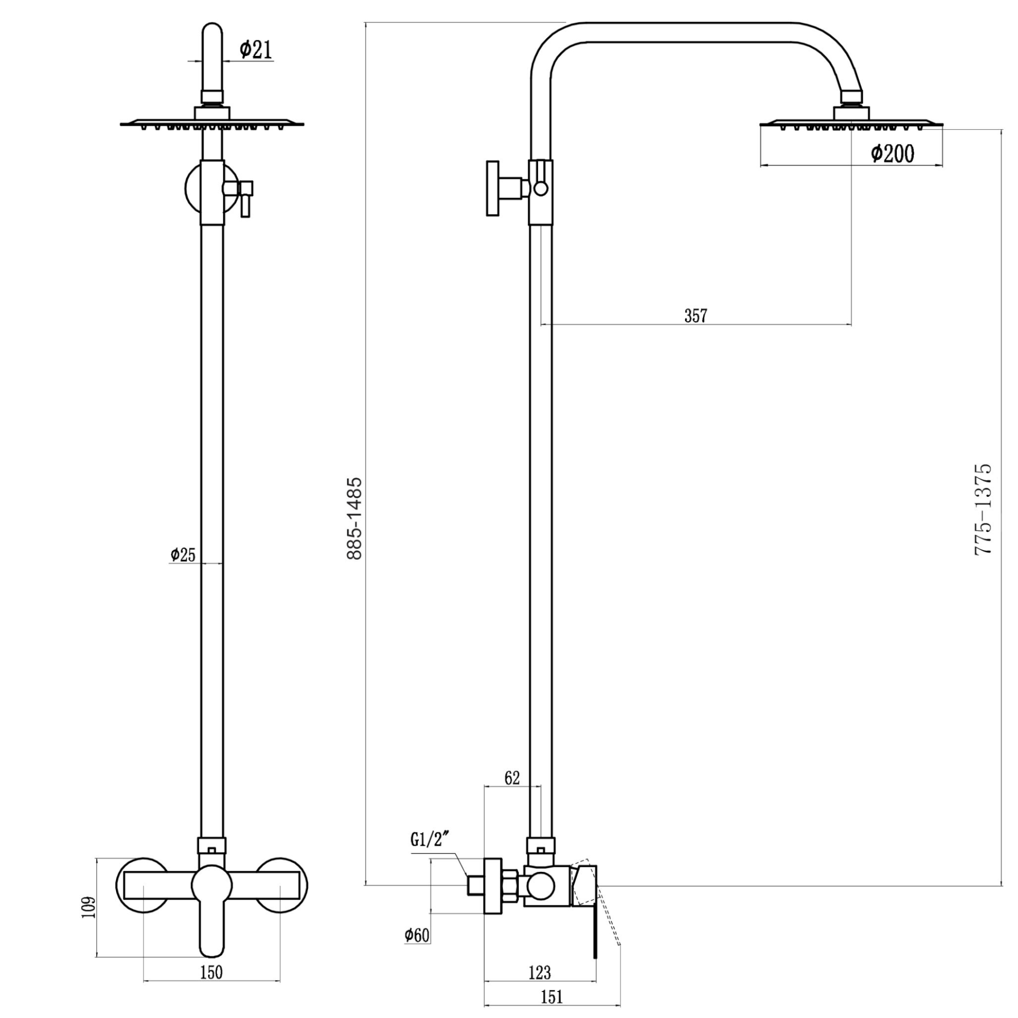 Душевая система Fmark FS8205, сатин