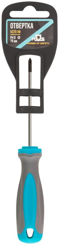 Отвертка CrV сталь прорезиненная ручка PH0х75мм MOS 53701М