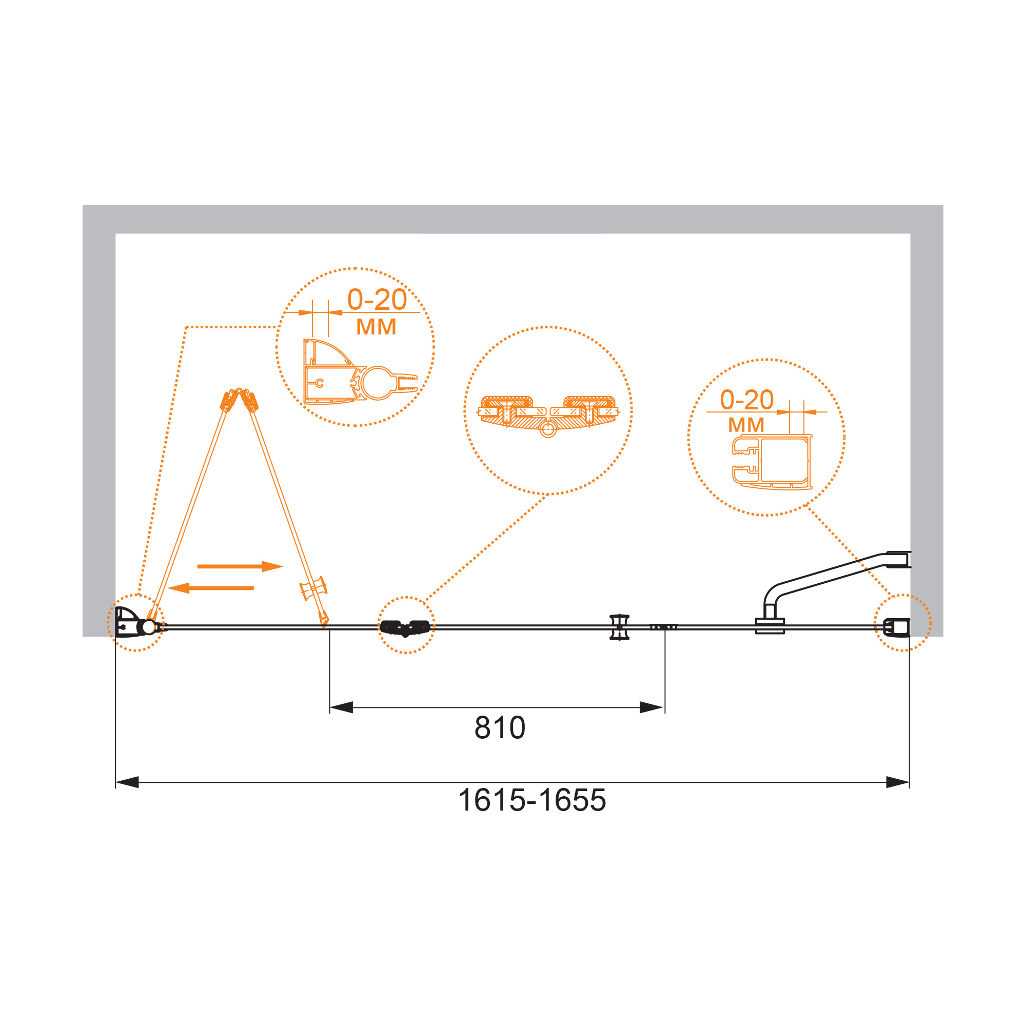 Душевая дверь CEZARES ELENA-W-BS-13-80+45/45-C-Cr