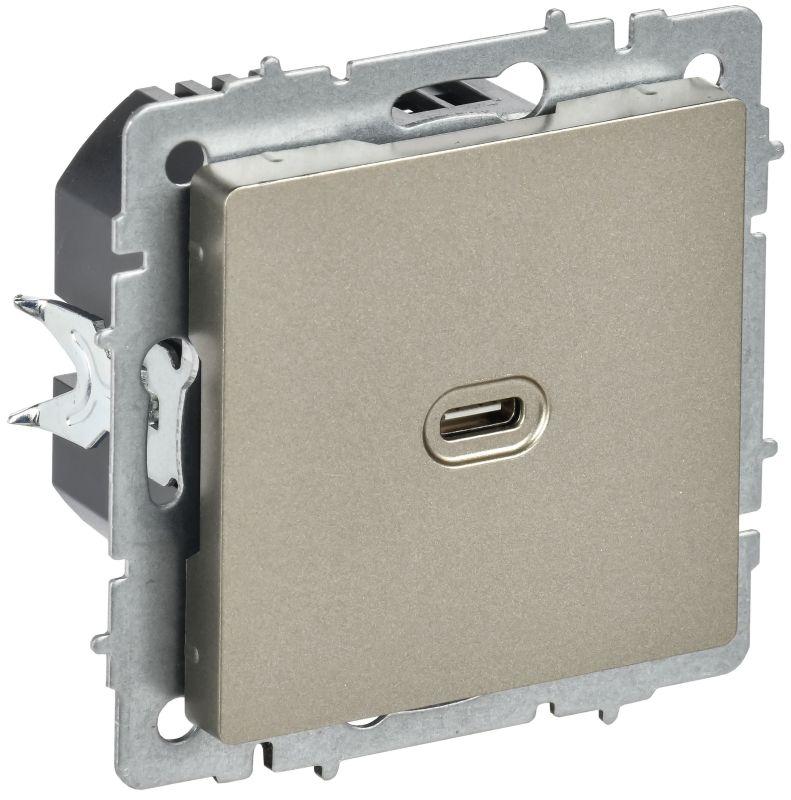 Розетка СП BRITE РЮ12-1-БрШ USB C 65Вт высокоскор. заряд. шампань IEK BR-U13-065-K37