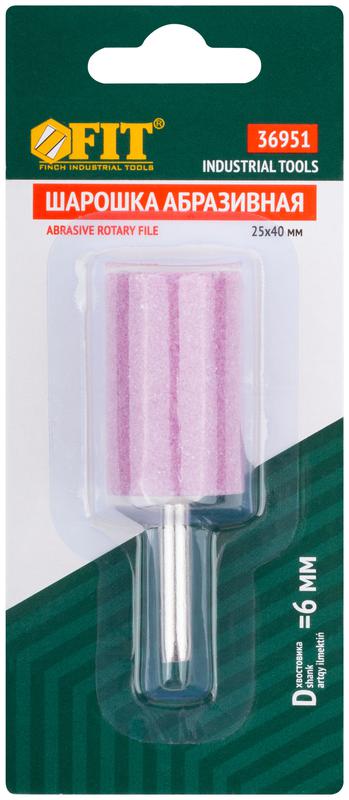 Шарошка абразивная по металлу хвостовик 6мм цилиндр 25х40мм FIT 36951