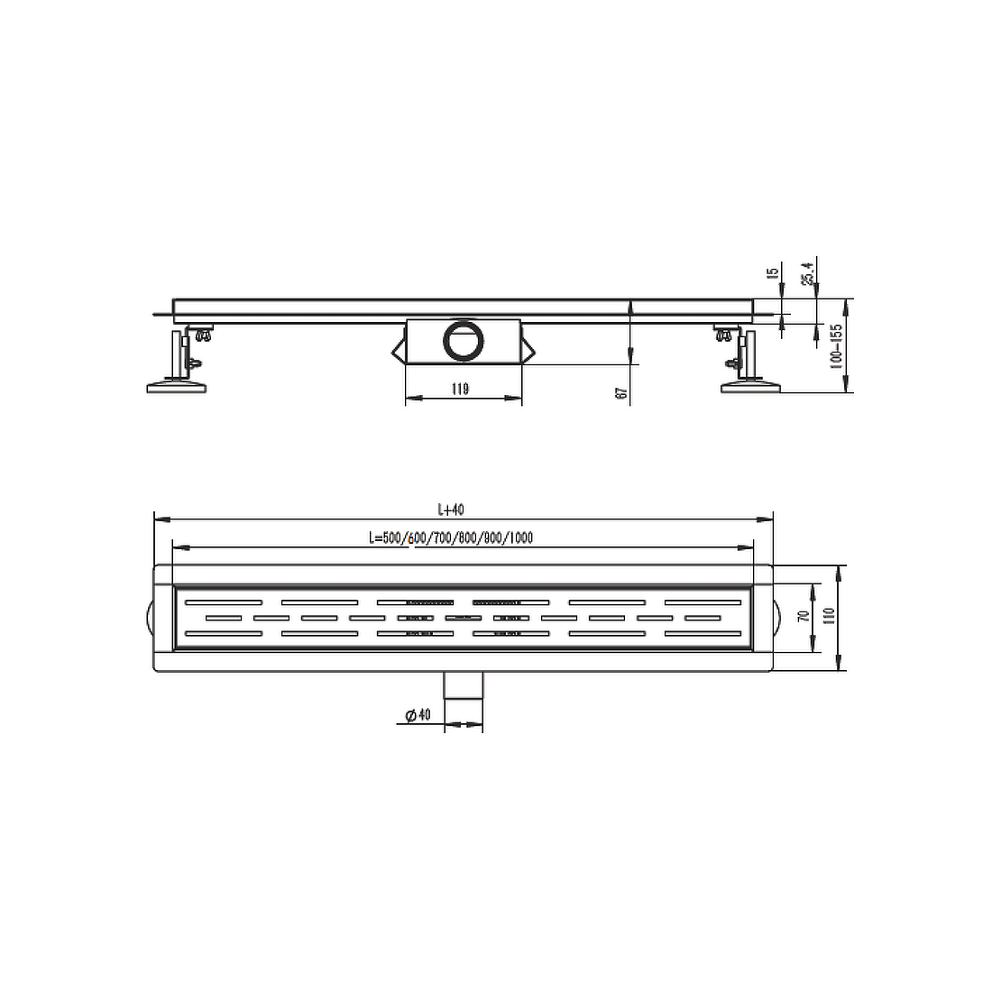Душевой лоток Raglo R651.50.09, графит