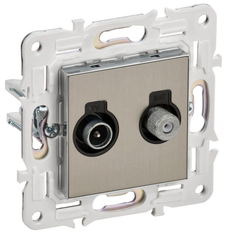 Розетка двойная TV+SAT SKANDY SK-A13N никель IEK SK-AF20-O-K50