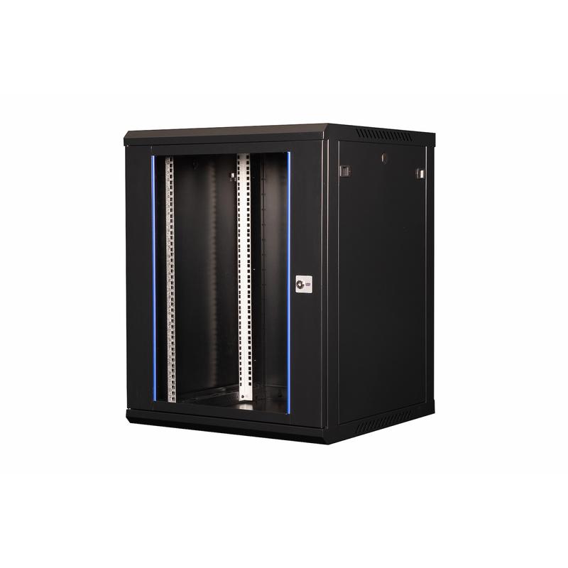 Шкаф телекоммуникационный настен. 19дюйм 15U 769х600х600мм дверь стекло черн. Datarex DR-634101