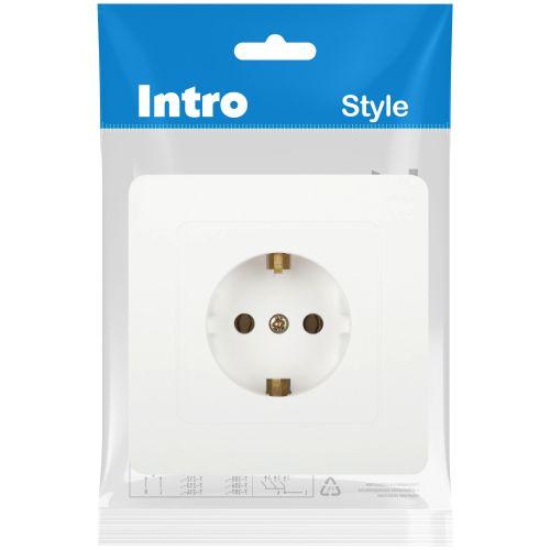 Розетка 1-м СП Style 7-202-01 16А 250В IP20 2P+E Schuko с заземл. бел. Intro Б0060619