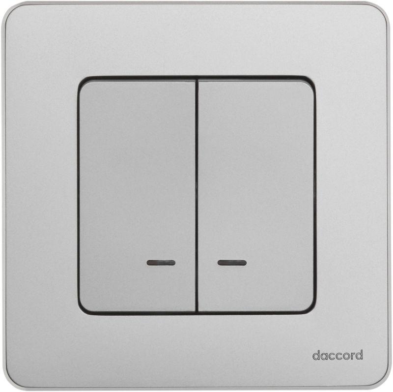 Выключатель 2-кл. Inspiria 10А IP20 250В 10AX с подсветкой/индикацией механизм алюм. IEK 673632