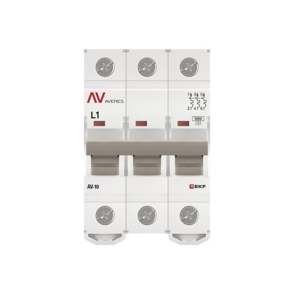 Выключатель автоматический модульный 3п L 1А 10кА AV-10 AVERES EKF mcb10-3-01L-av