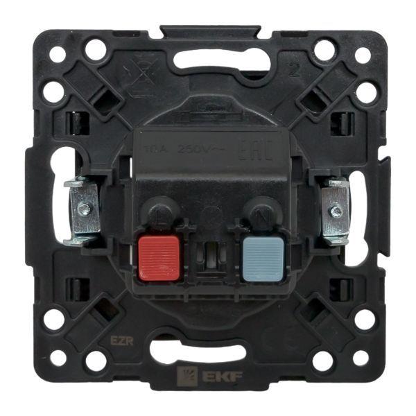 Розетка 1-м СП Стокгольм 10А IP20 без заземл. защ. шторки механизм черн. PROxima EKF EZR10-022-10