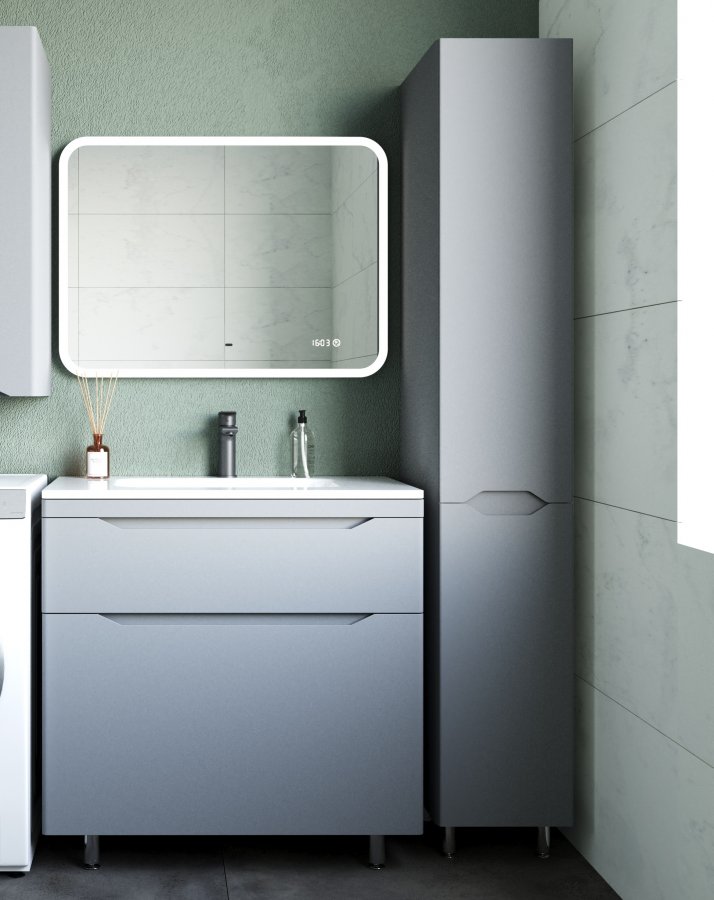 Тумба напольная "Марелла 80" (2 ящ.) Люкс антискрейтч серый, PLUS