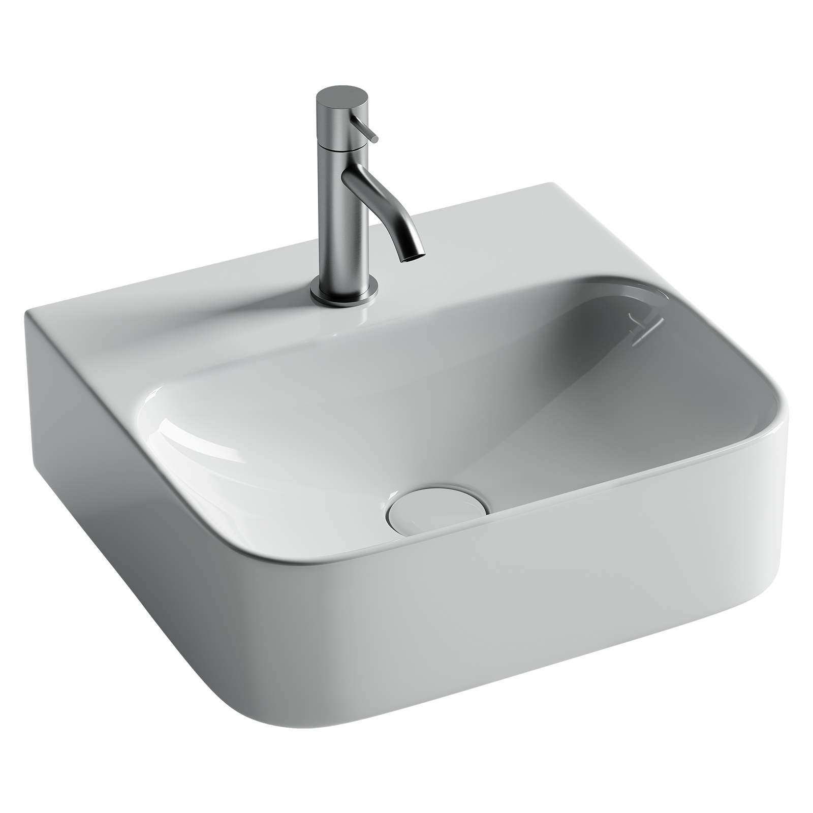 Умывальник AURA с 1 отверстием для смесителя, без перелива 430*390*135мм, CN2005