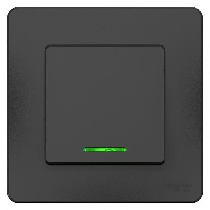 Выключатель 1-кл. СП Blanca 10А IP20 (сх. 1) 250В с подсветкой антрацит SE BLNVS010116