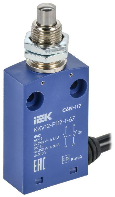 Выключатель концевой C6N-117 IP67 толкатель с резьбовым соединением IEK KKV12-P117-1-67