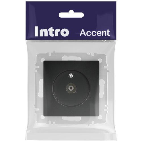 Розетка телевизионная одиночная TV СП Accent 6-301-05 IP20 антрацит Intro