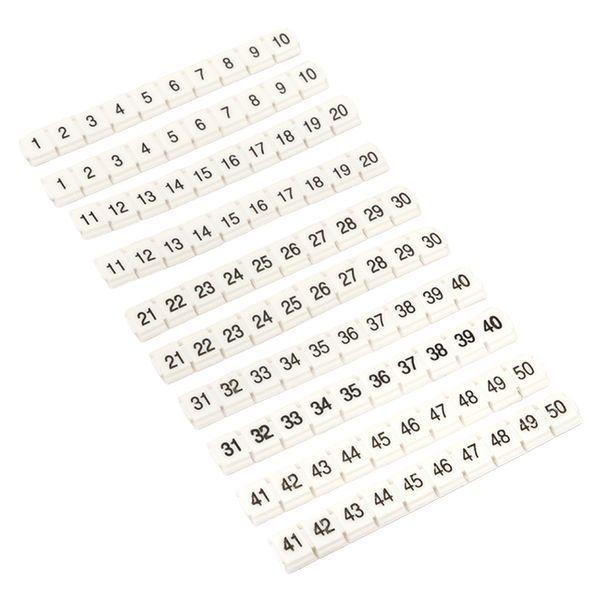 Маркеры для ST/Push-in 2.5 с нумерацией 1-50 для крепления сбоку (уп.100шт) EKF zb-st-2.5-nlpe-1-50