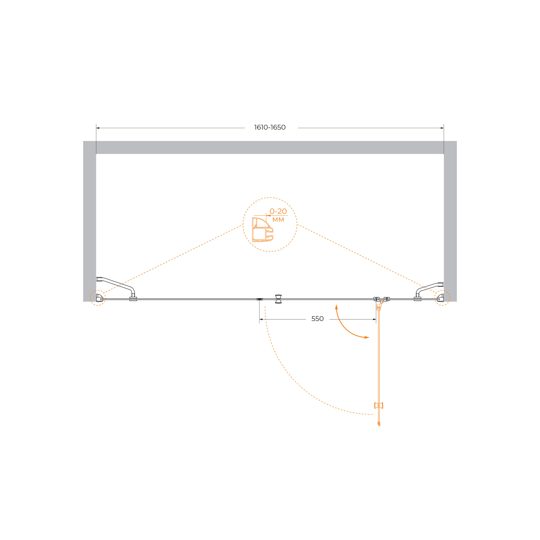 Душевая дверь CEZARES VERONA-W-B-13-80+60/30-C-Cr