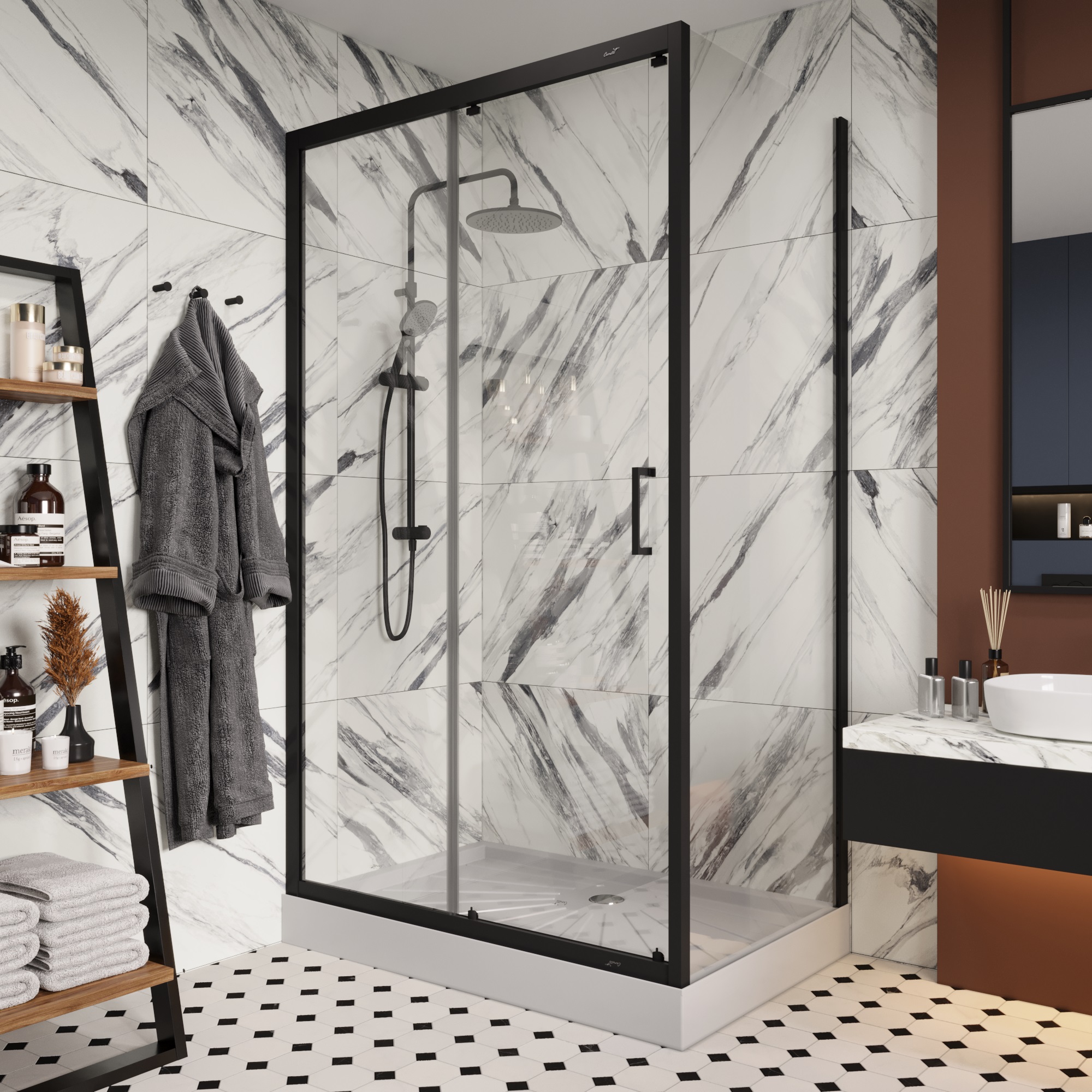 Ограждение GLORIA120B душевое Ceruttispa без поддона (80x120x195)