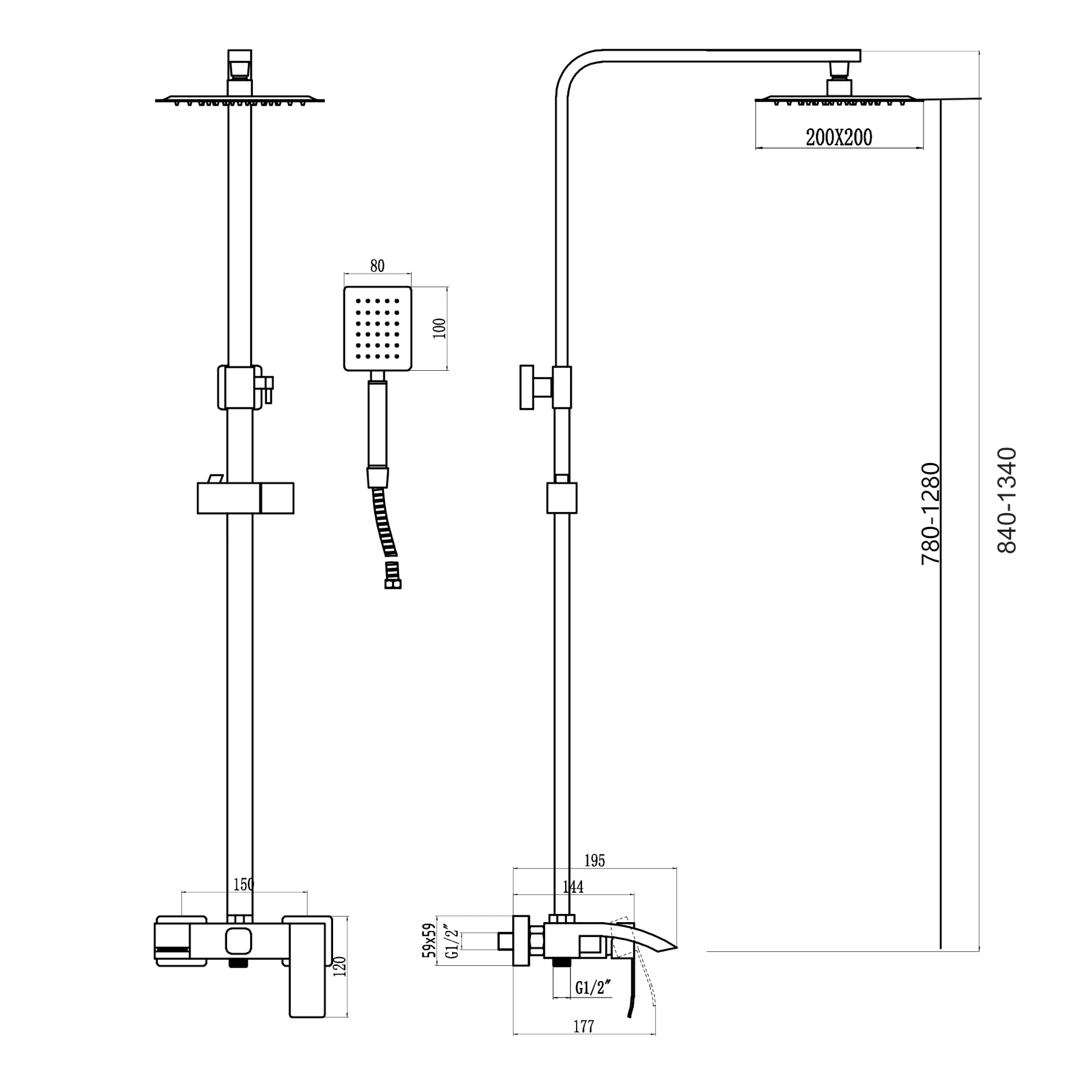 Душевая система Fmark FS8645H, черный