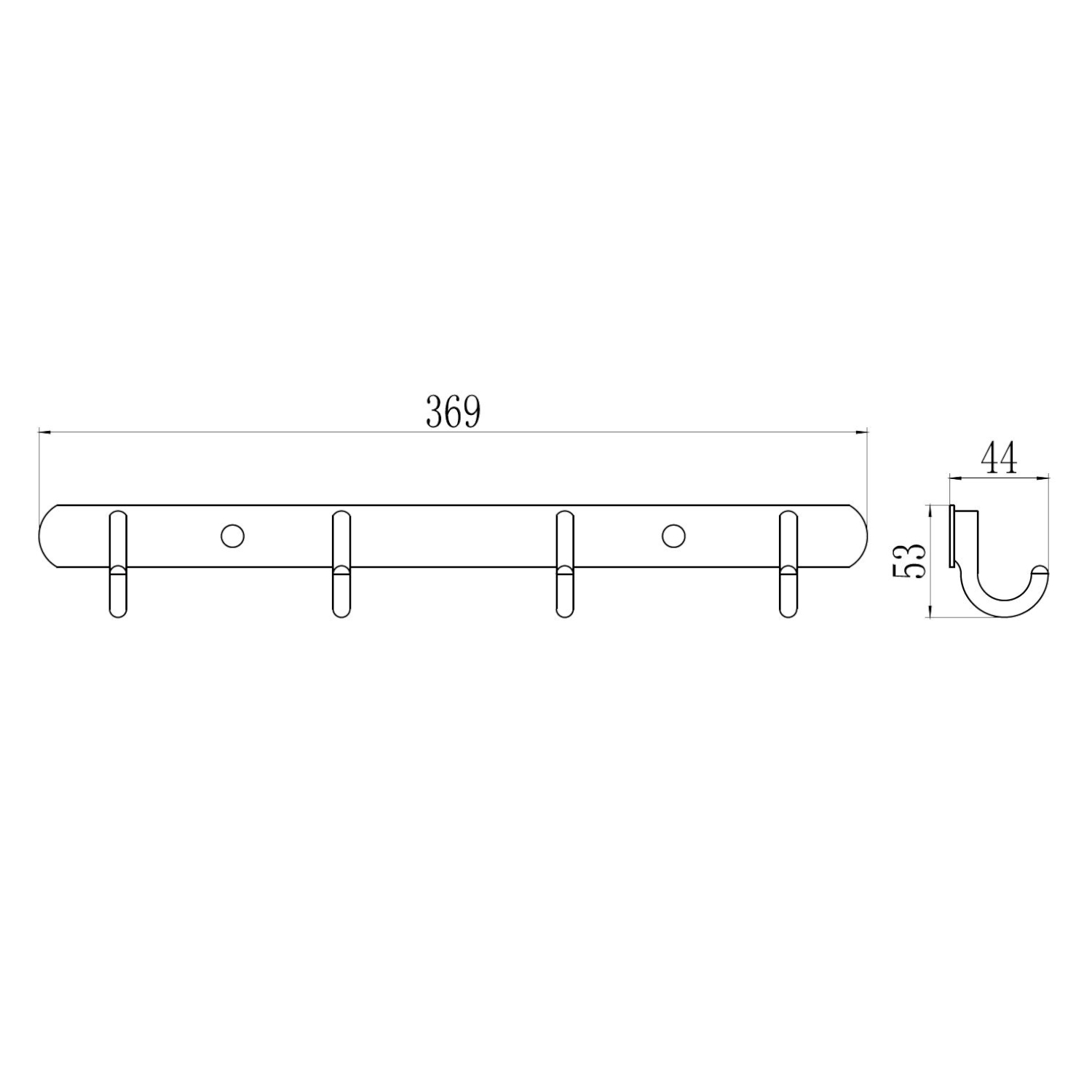 Планка с крючками Savol S-05204B, хром