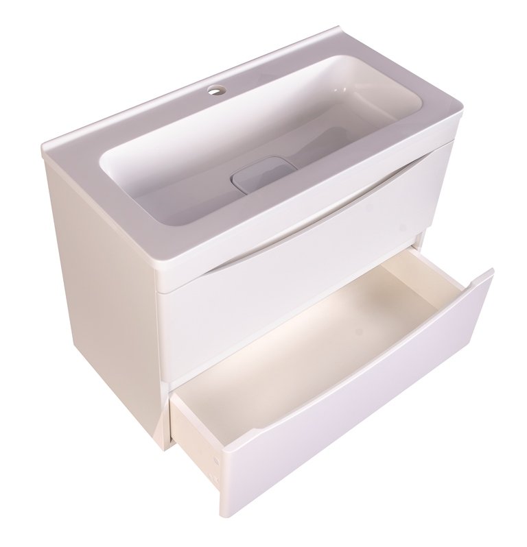 Тумба подвесная "Бергамо мини 70" (2 ящ.) Люкс антискрейтч белый, PLUS