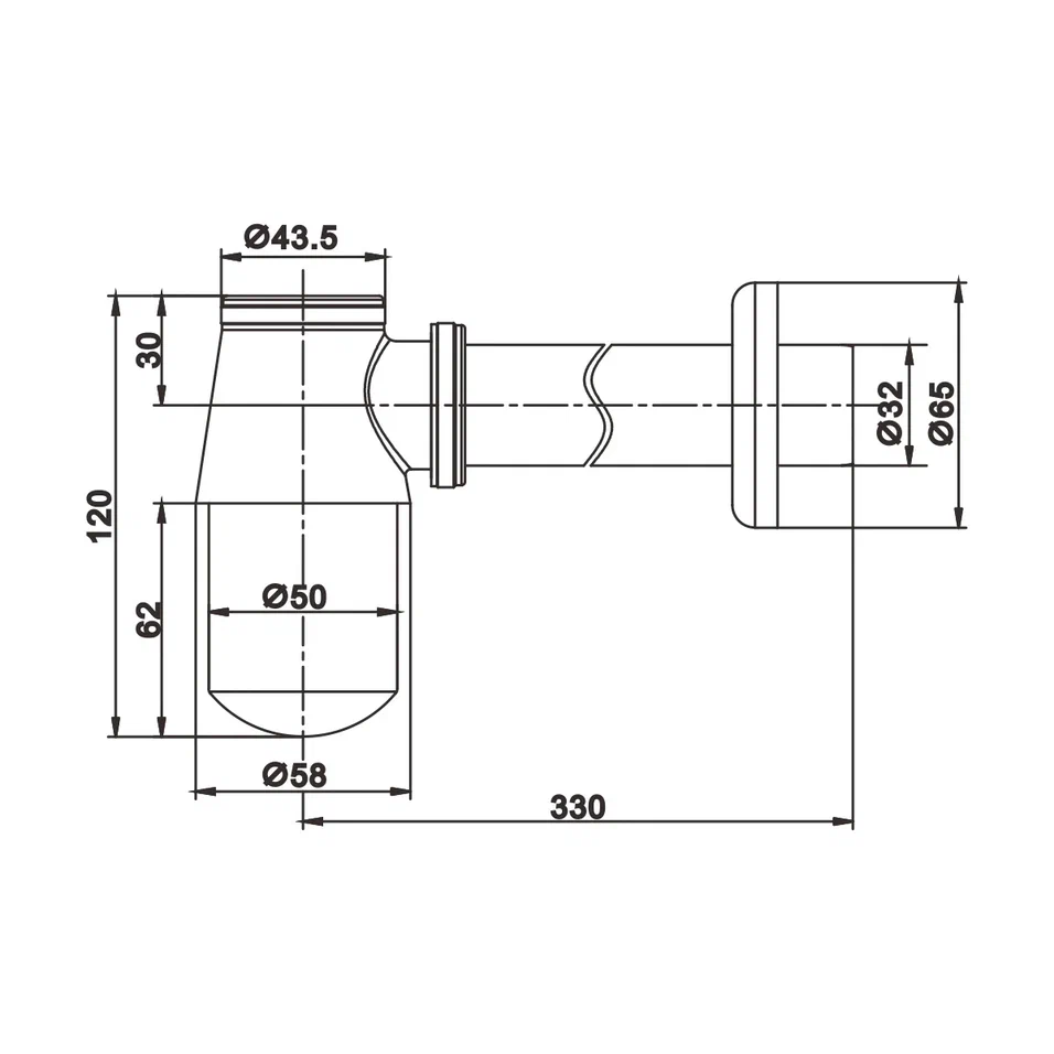 Сифон для раковины Rose RS21, хром