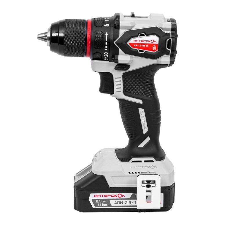 Дрель-шуруповерт аккумуляторная ДА-13/18В 55 Li-ion АПИ 18В 55Нм 2 АКБ 2А.ч ЗУ бесщеточная кейс ИНТЕРСКОЛ 952.2.2.70