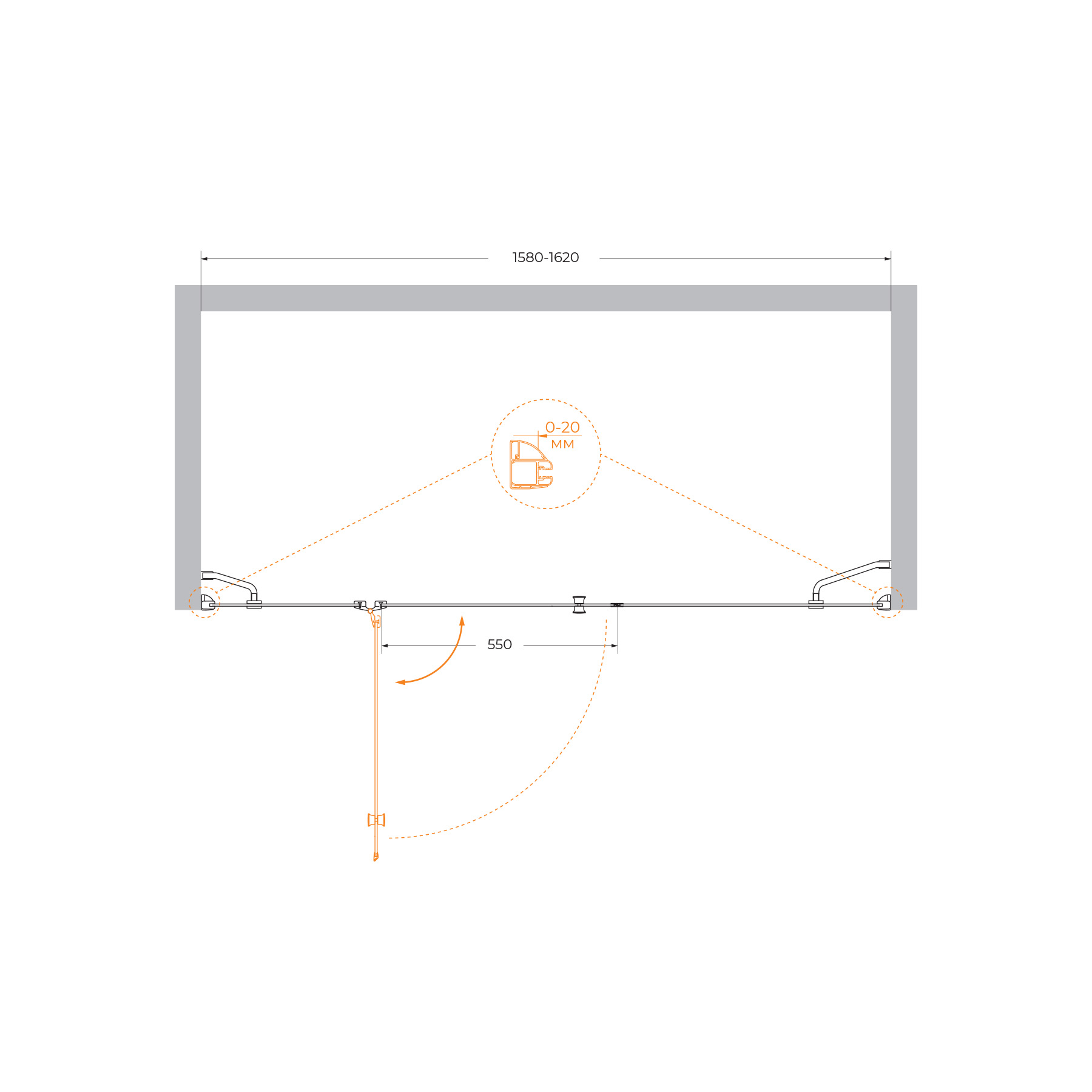 Душевая дверь CEZARES VERONA-W-B-13-60+60/40-P-Cr-L