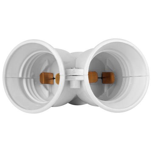 Патрон-разветвитель цокольный E27-2хE27 бел. Эра Б0069587