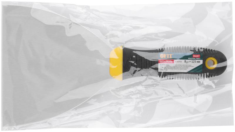 Шпатель нерж.сталь прорезин.ручка 5дюйм (125мм) черн.-желт. FIT 06687