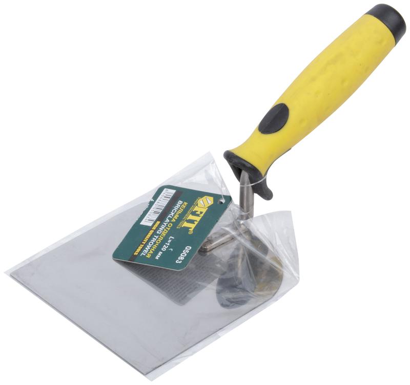 Мастерок нержавеющий мягкая ручка профи "лопатка" 100мм FIT 05083