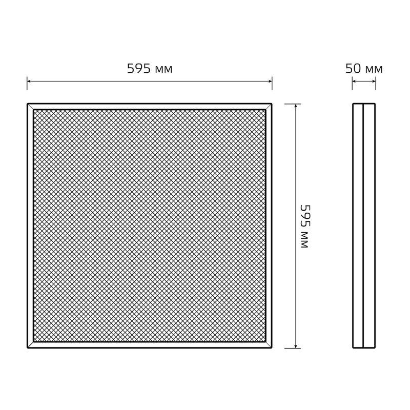 Светильник светодиодный MiR 30Вт 4000К CRI90 IP40 3750лм 595х595х50 офисный призма GAUSS G1-A0-00070-01G03-4003040