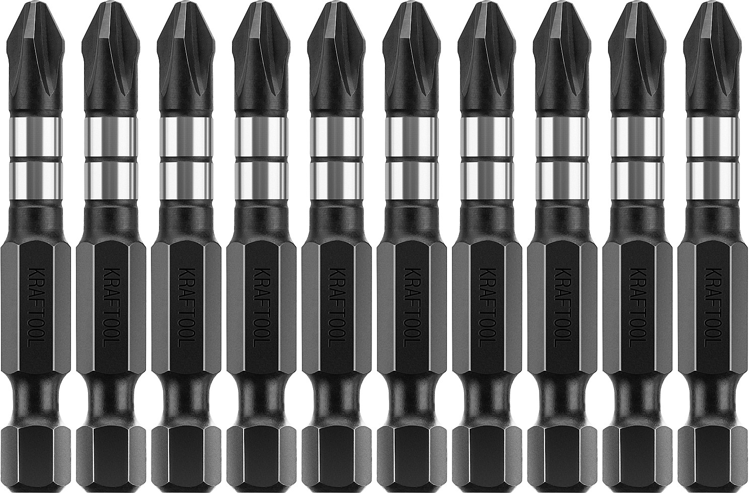 Биты Impact Pro, Philips, тип хвостовика E 1/4'', PH2, 50мм, 10шт, в пластиковом боксе