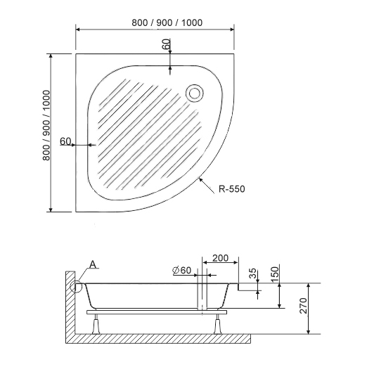 Душевой поддон полукруглый RGW BP/CL-S, 16180499-51