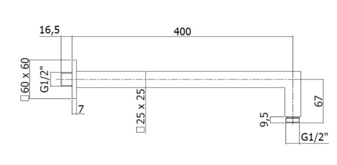 Верхний душ с держателем Paffoni Syncro ZSOF075BO + ZSOF063BO