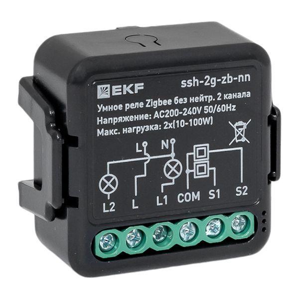 Реле умное в подрозетник 2-канальное Zigbee Connect Select без нейтрали EKF ssh-2g-zb-nn