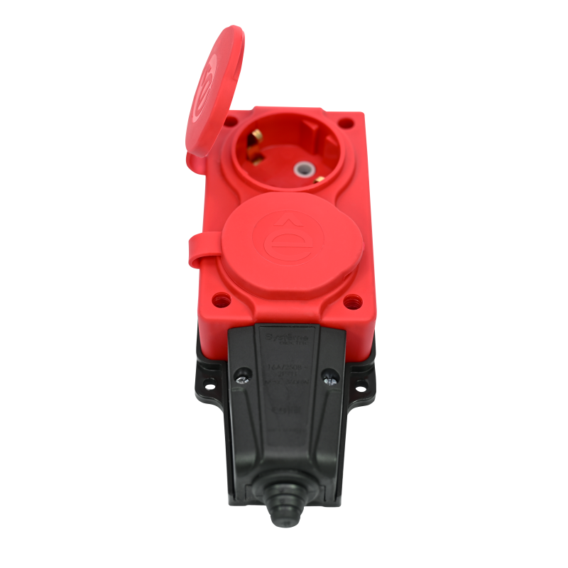 Колодка удлинителя 2-м 16А IP44 MultiSet 2P+E 250В каучук красн. SE MST4122RD