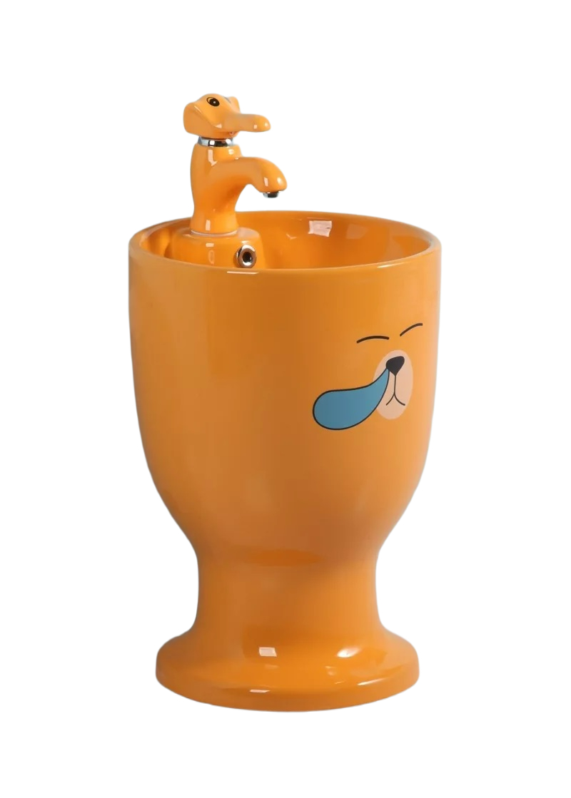 Раковина Gid Nb193-OR 69913 накладная с пъедесталом оранжевая 37x37x53