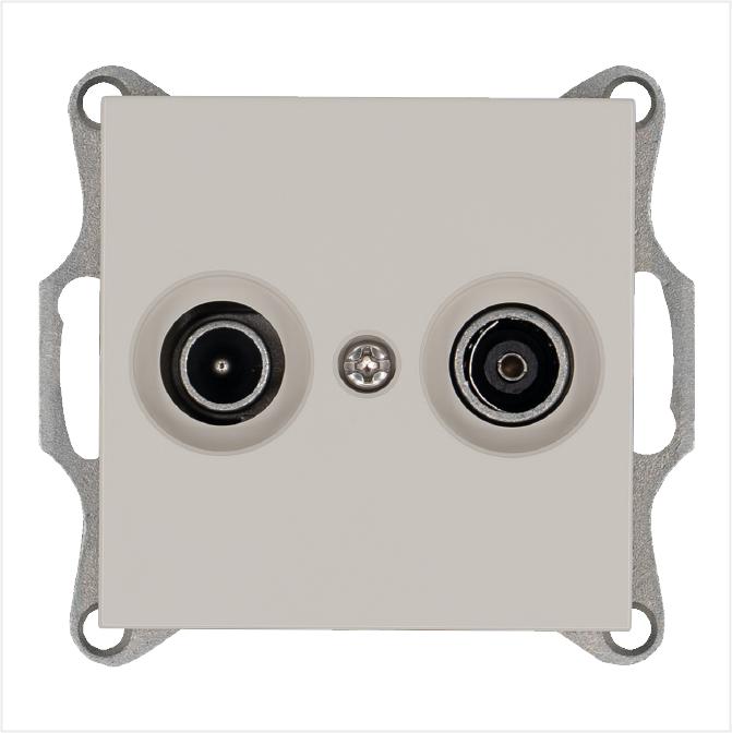 Розетка телевизионная оконечная TV + FM 2-м Ф9.5мм механизм тауп Jasmart G6204T