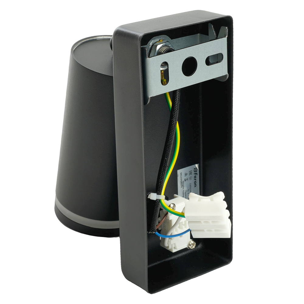 Светильник ДБО GU10 без лампы наклонный с выключателем черный