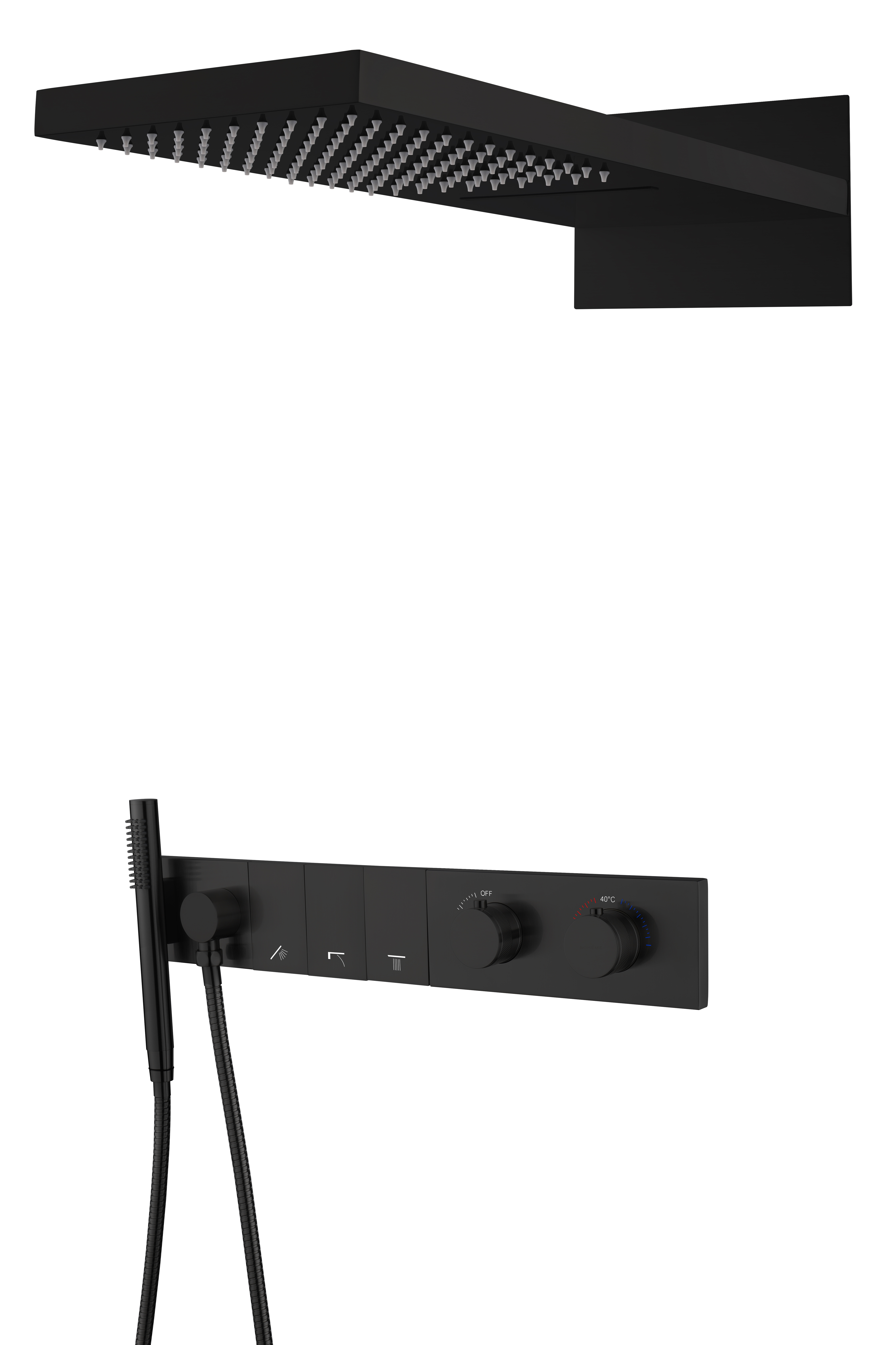 Встроенная душевая система  ZODIAC с термостатом, трехпозиционная Black