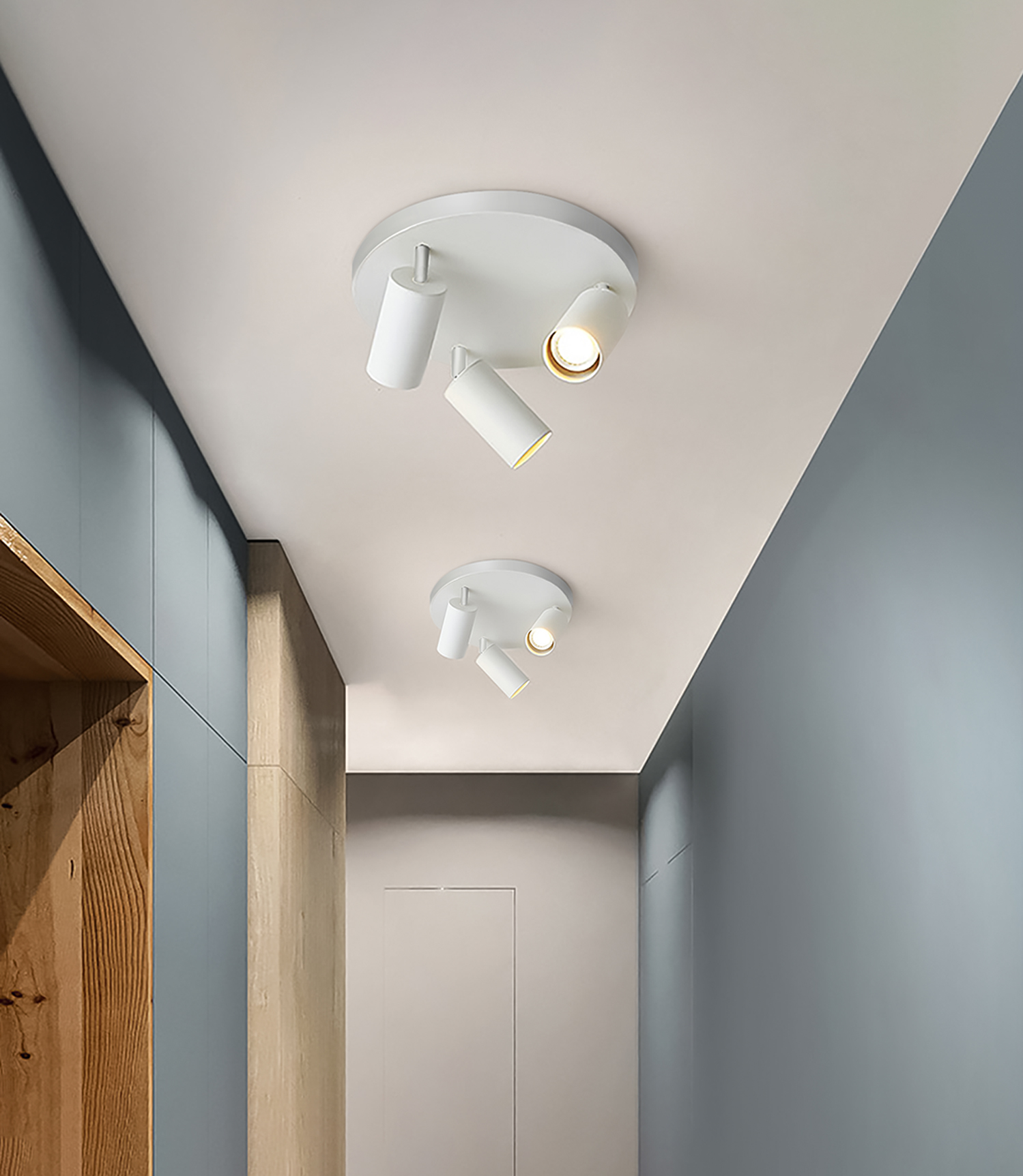 Светильник ДБО 3хGU10 без ламп наклонный на круглом основании белый