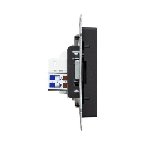 Розетка телевизионная + компьютерная СП Эпика TV + RJ45 кат.5 механизм черн. EKF UP1-SOB-TV+RJ