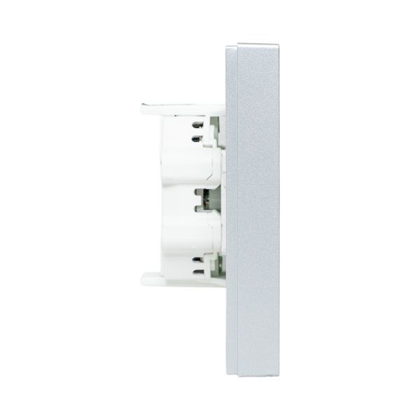 Розетка 2-м СП Эпика 16А без заземл. защ. шторки с рамкой механизм алюм. EKF UP1-SOA-201